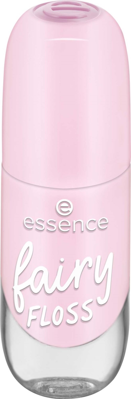 Pinkki ja kirkas säilytyspullo hammaslangalle, merkattu 'Fairy Floss' by Essence.
