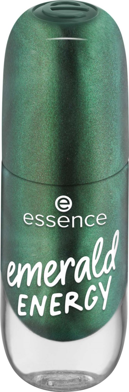 Vihreä spraypullo, jossa lukee "Essence Emerald Energy" ja pohja on läpinäkyvä.

