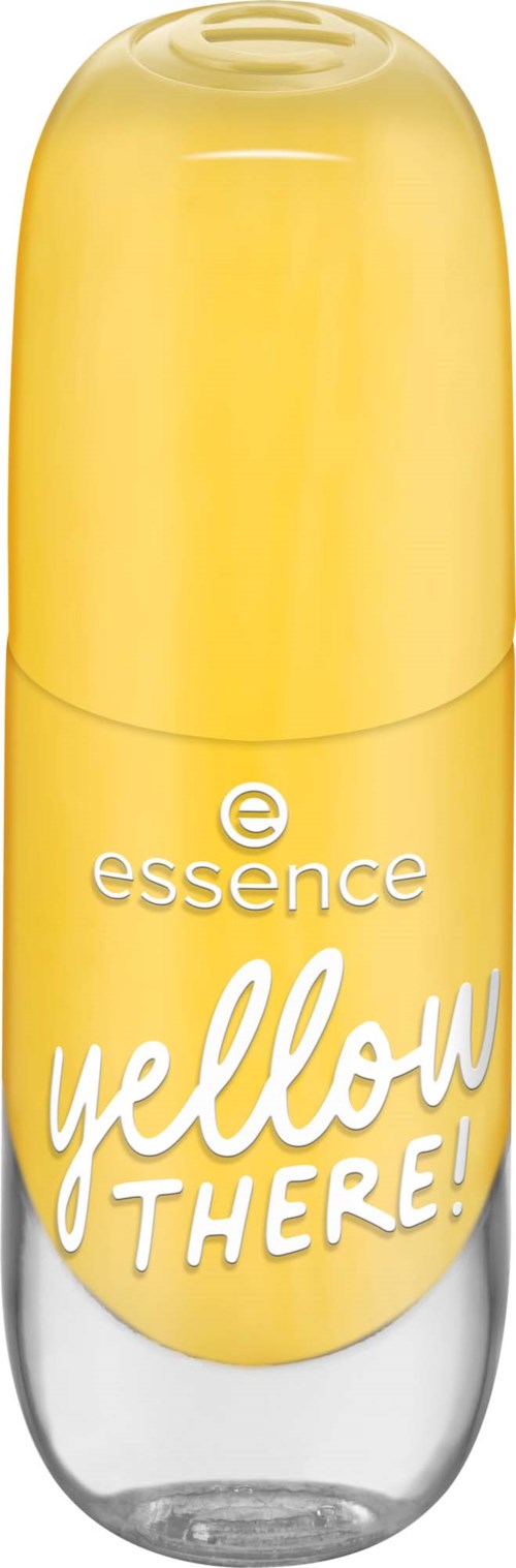En gul roll-on deodorantflaske med hvit og gul tekst som sier "yellow there". Merket er Essence.