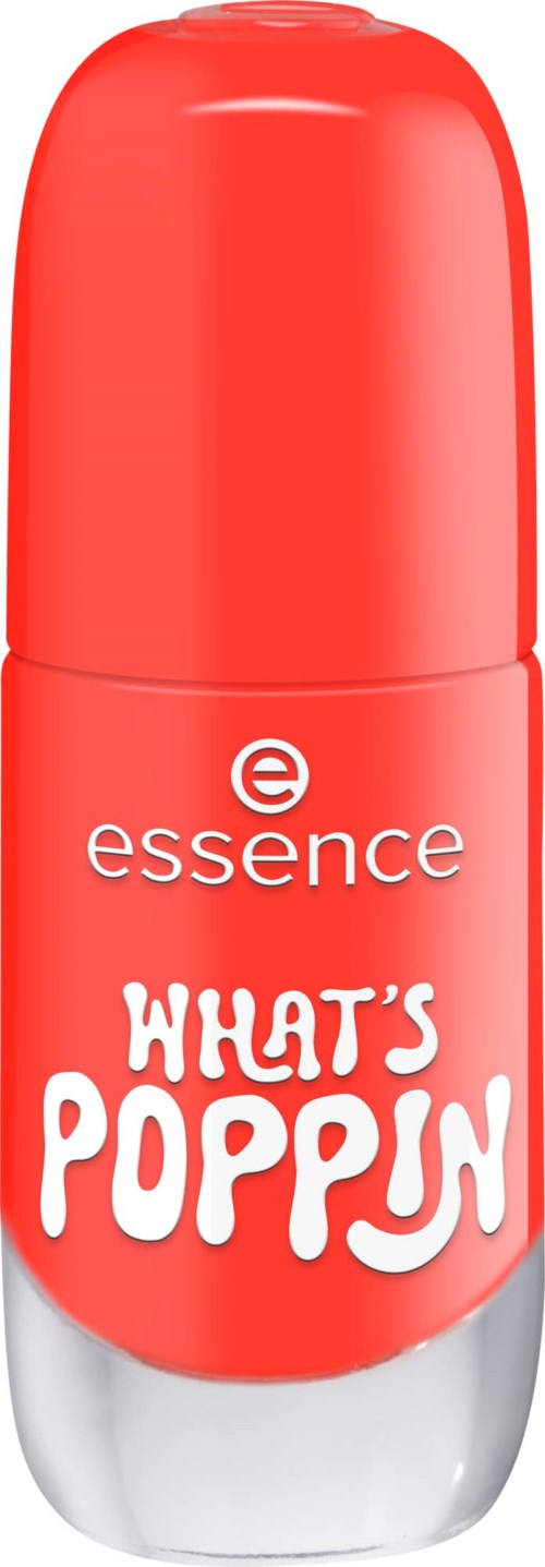 Röd läppbalsamrör med orden essence och What's Poppin på.