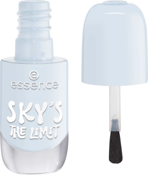 Nagellackflaska med vit lock, märkt Sky's The Limit, av Essence.