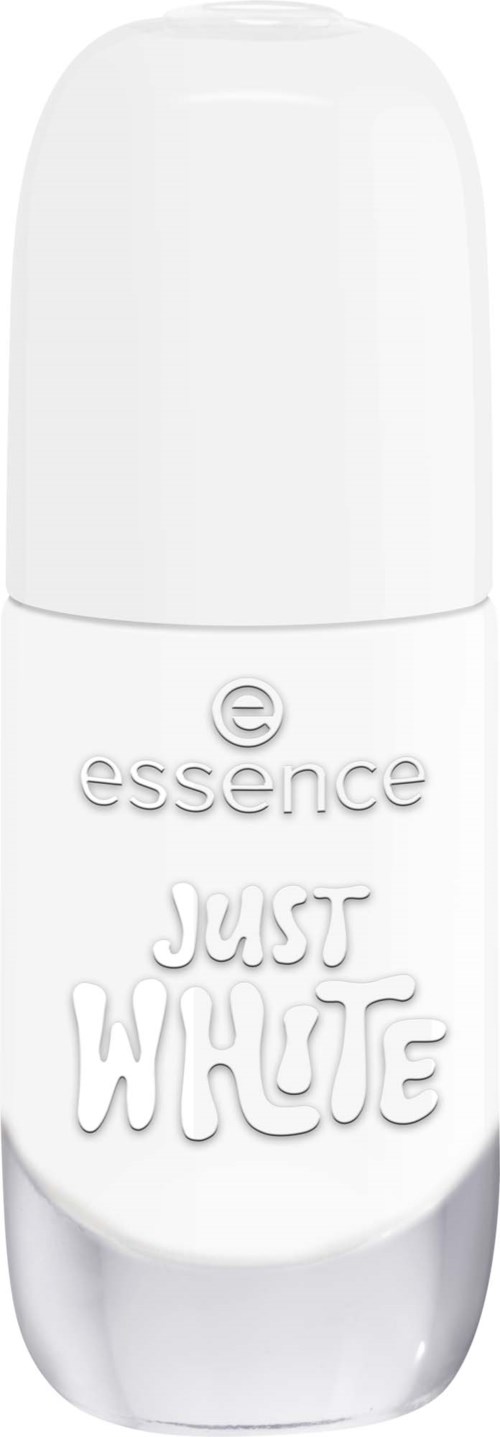 En vit cylindrisk deos och sticka med orden essence och just white skrivet på den.