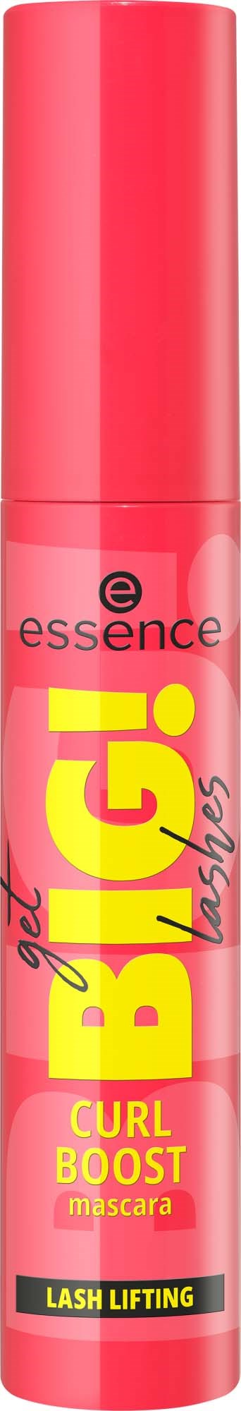 En lyserød tube med Essence Big! Curl Boost mascara til vipper.