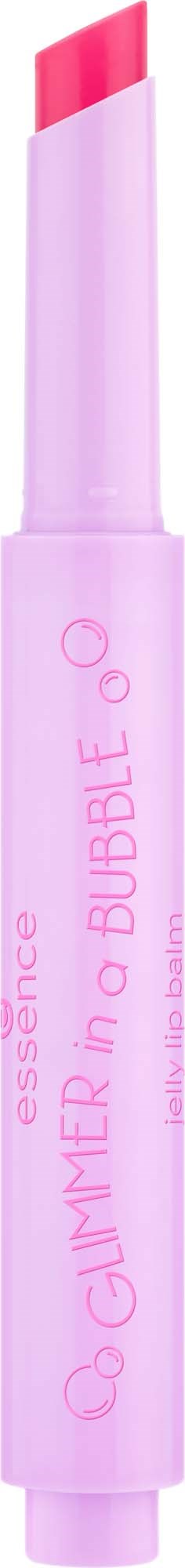 Roze lipgloss met doorzichtige dop en schuine punt voor gemakkelijk aanbrengen.