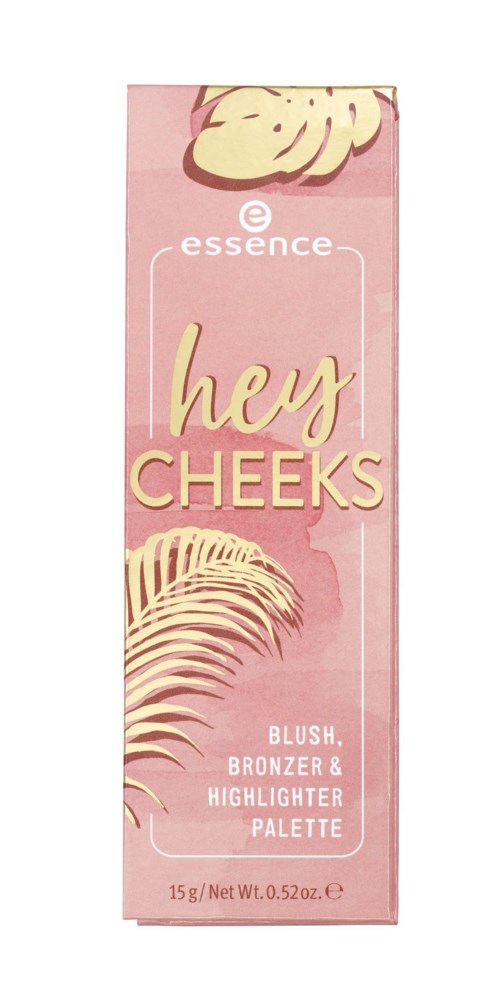 En lyserød makeup-paletteskrab med cremefarvet tekst og illustrationer af en hjerne og et blad.