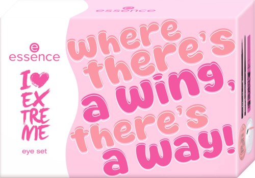 Hellrosa Verpackung mit Text: 'where there's a wing, there's a way!' und Marken.