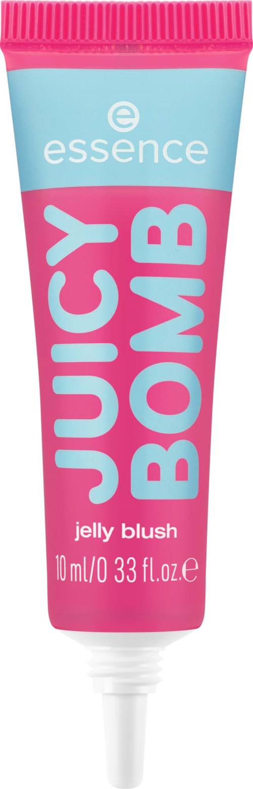 Pink- und Blautube mit Jelly Blush Make-up mit einfachem Text. Enthält 10 ml Produkt.
