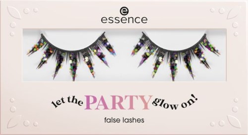 Lugnande, färgglada fransar med glitter, packade i en box som säger "let the PARTY glow on."
