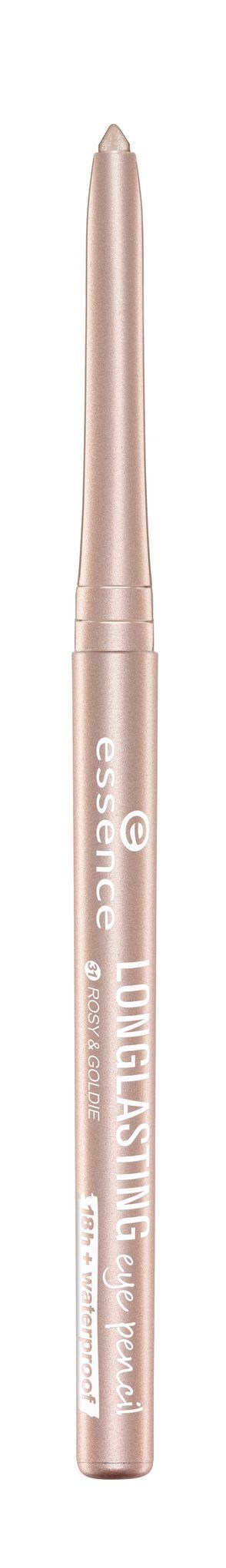En smal, roséguldfärgad pen med text på, troligen en skönhets- eller kosmetikprodukt.