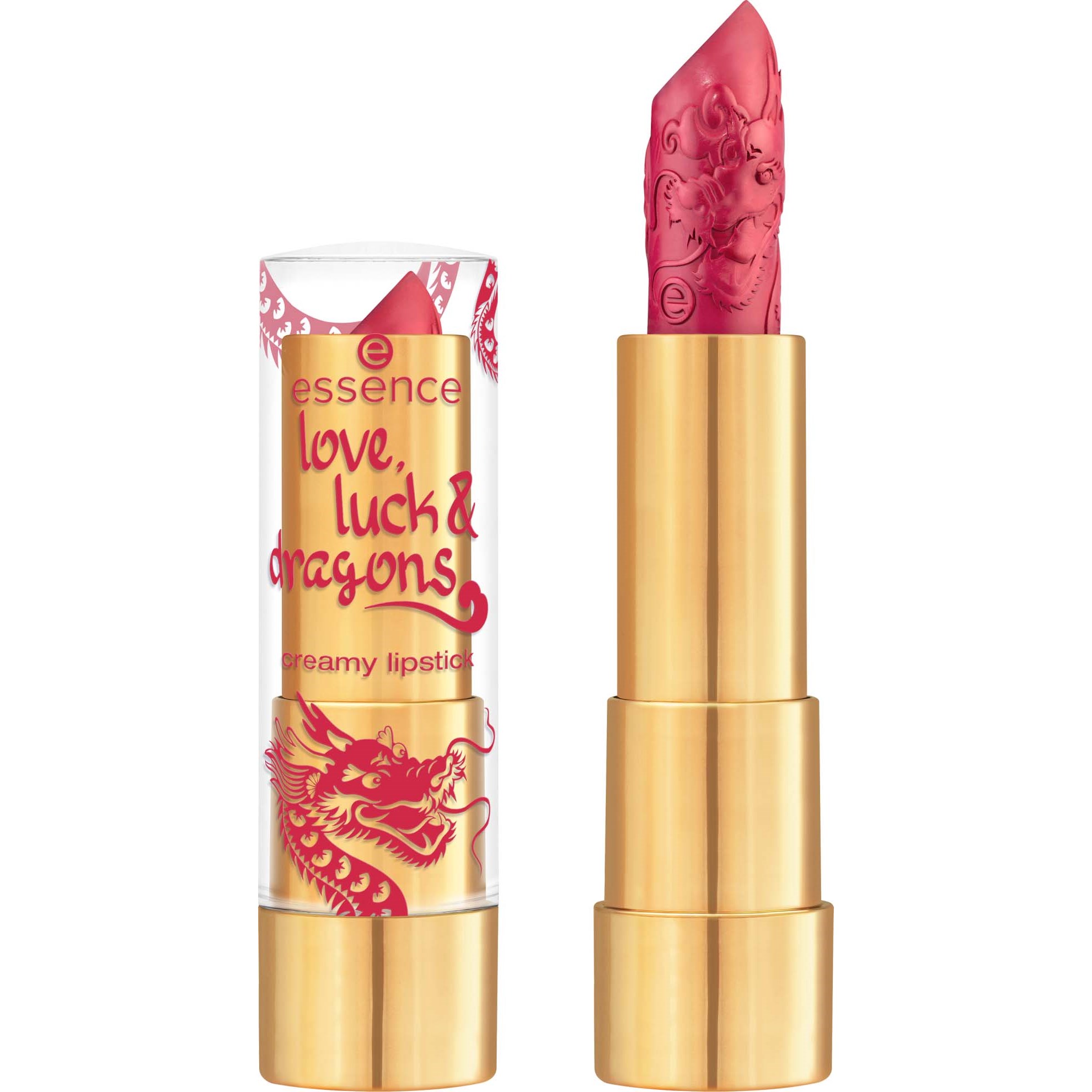 Läs mer om essence Love, Luck & Dragons Creamy Lipstick 01 Energy Level: Dragon-l
