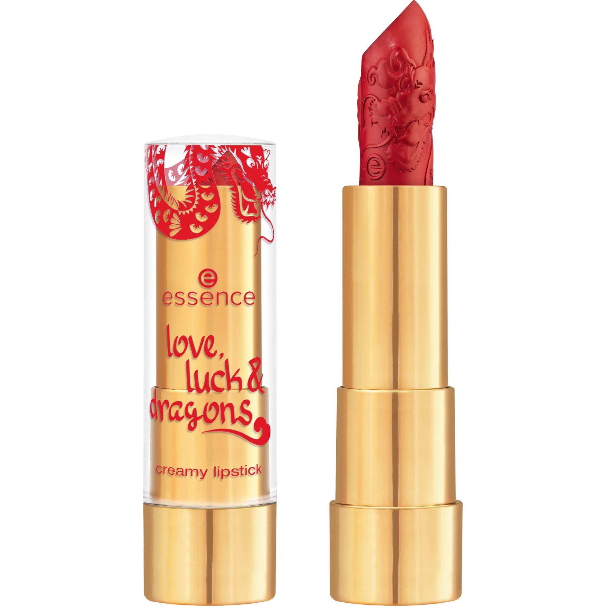 Läs mer om essence Love, Luck & Dragons Creamy Lipstick 02 Dragons Dream In Red