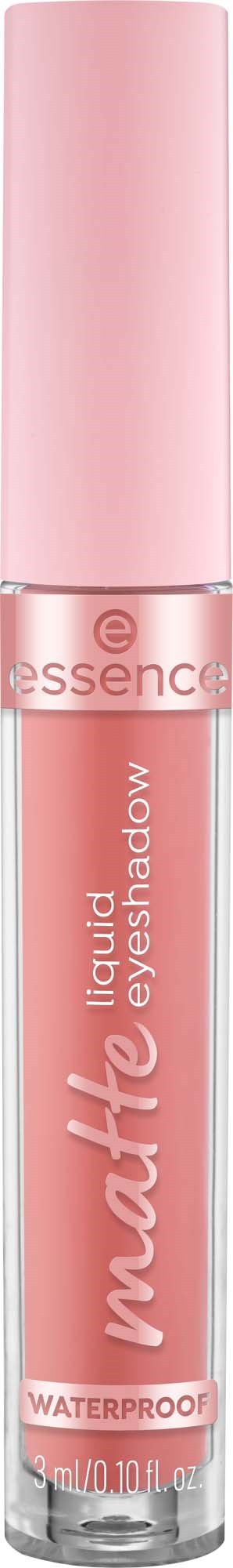 A pink tube of Essence Matte Liquid Eyeshadow, waterproof and 10ml.