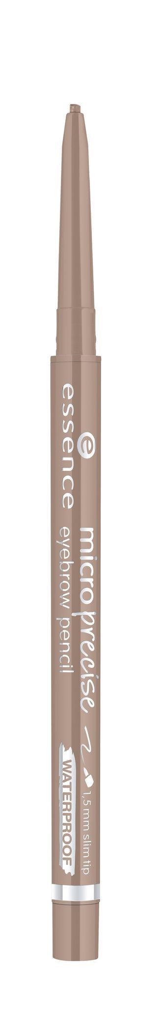 Beige kynä, jossa on valkoinen teksti 'essence micro precise' ja 'eyeliner pencil'.