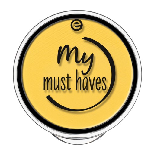 Geel ronde logo met zwarte tekst "my must haves" en een zwarte cirkelvormige pijl rond "my".