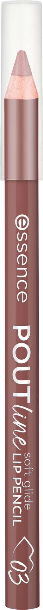 Pink lip glide pencil with the words Essence Pout Tinte and a small heart symbol.