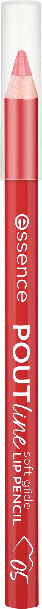 A pink lip pencil with a soft glide label and a heart symbol on a white cap.
