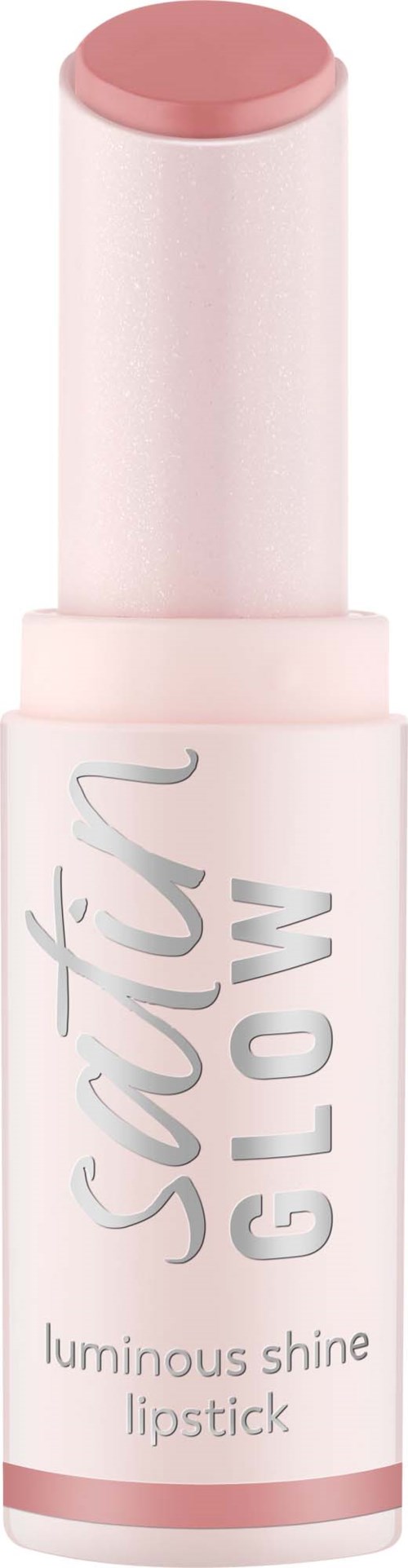 En rosa läppstiftstift märkt Scent Glow, beskrivet som ett lysande glansläppstift.