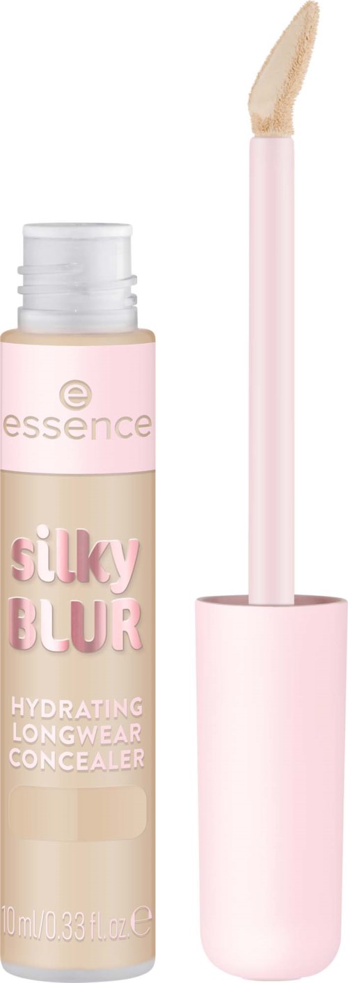 A pink tube of hydrating concealer with an applicator wand for easy makeup application.