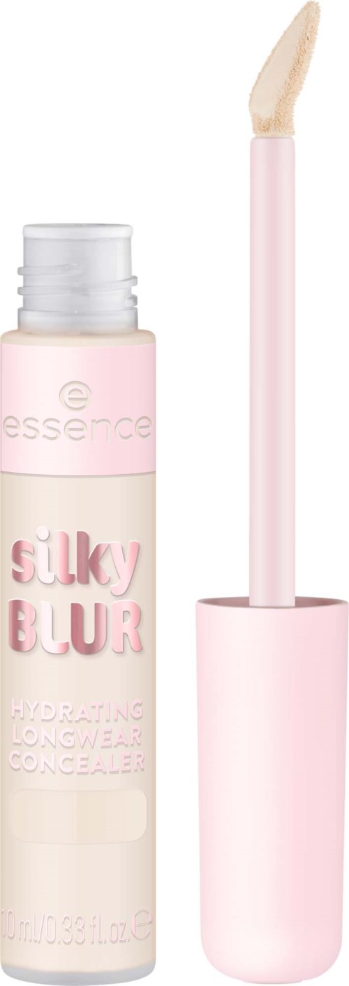 En rosa flydende concealer med svampeapplikator, mærket Sulky Blur, til makeup.