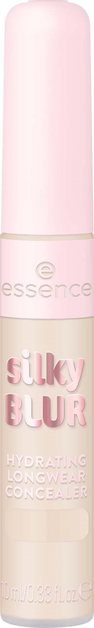 Ein rosa-weißer Lippenkorrigierstift mit 'silky blur' geschrieben, um Lippen zu hydratisieren und zu glätten.
