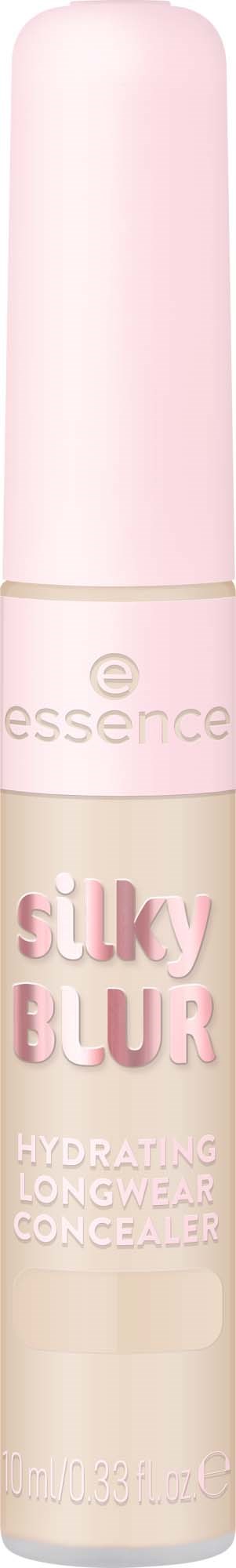 En pink tube med essence Silky Blur fugtgivende langtidsholdbar concealere med rund hætte.