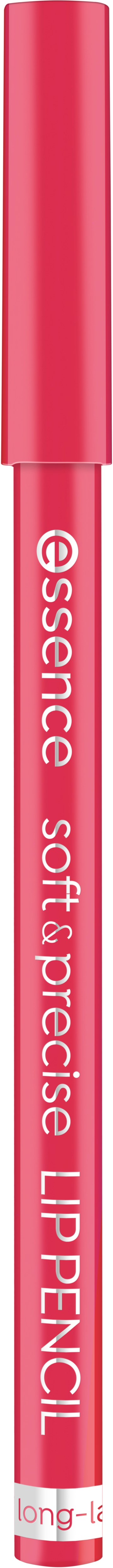 A pink lip pencil with labeled text, featuring a cap and a pencil tip, designed for makeup use.