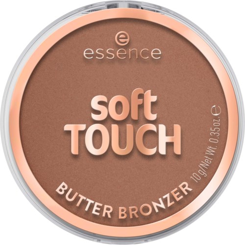 En rund makeup-kompakt märkt essence soft TOUCH butter bronzer med 10g nettovikt.