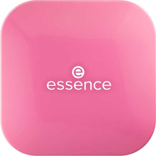 En rosa fyrkant med rundade hörn visar vit text 'essence' och en liten cirkel med en linje ovanpå.