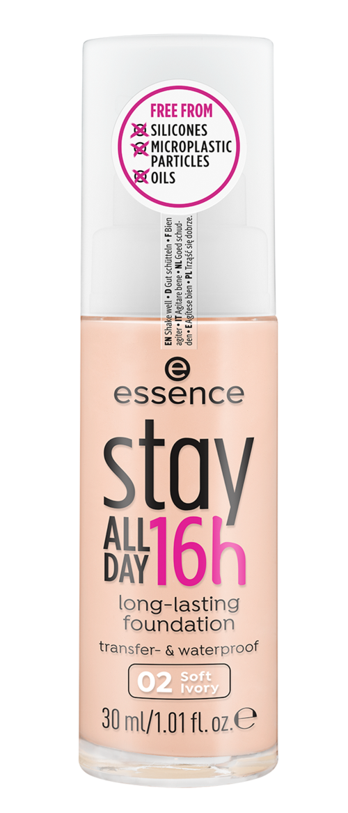 essence stay ALL DAY 16h long-lasting foundation 02 Soft Ivory