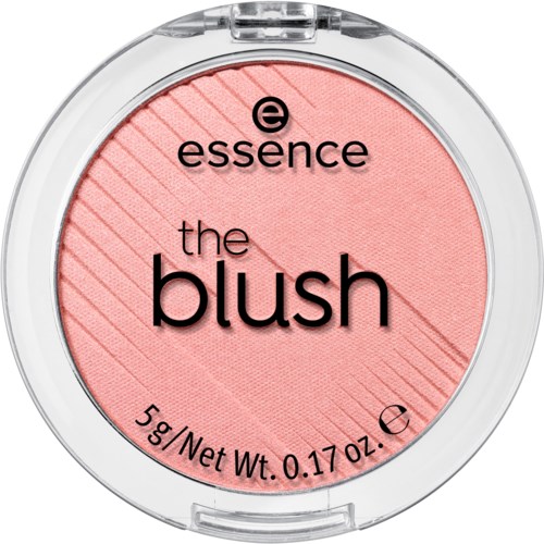 Ein pinker Rouge in einer klaren runden Verpackung mit Marken- und Produktname.
