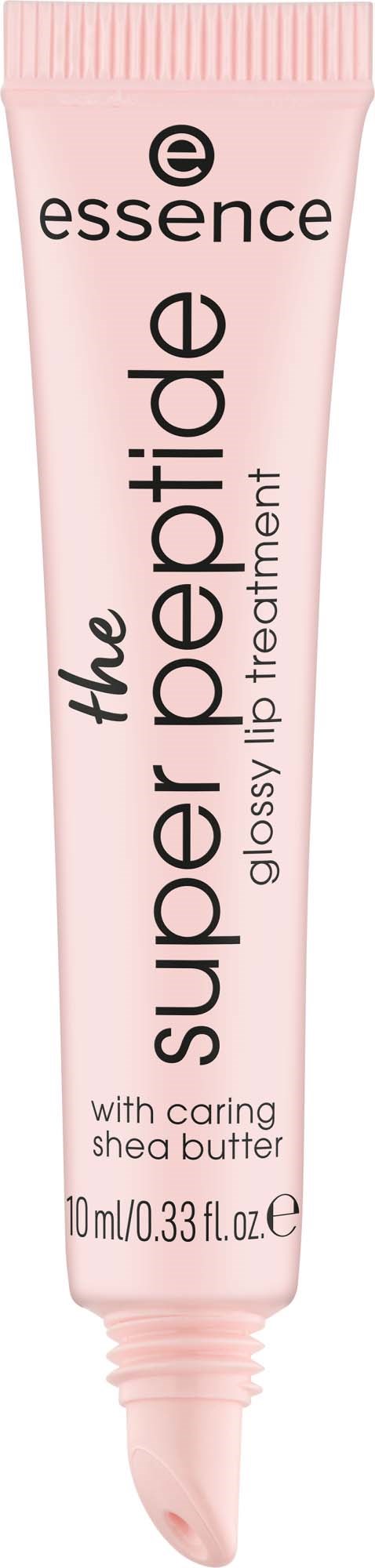 Ein rosa Tube Essence Superpetide Glanz mit Sheabutter für Lippen.