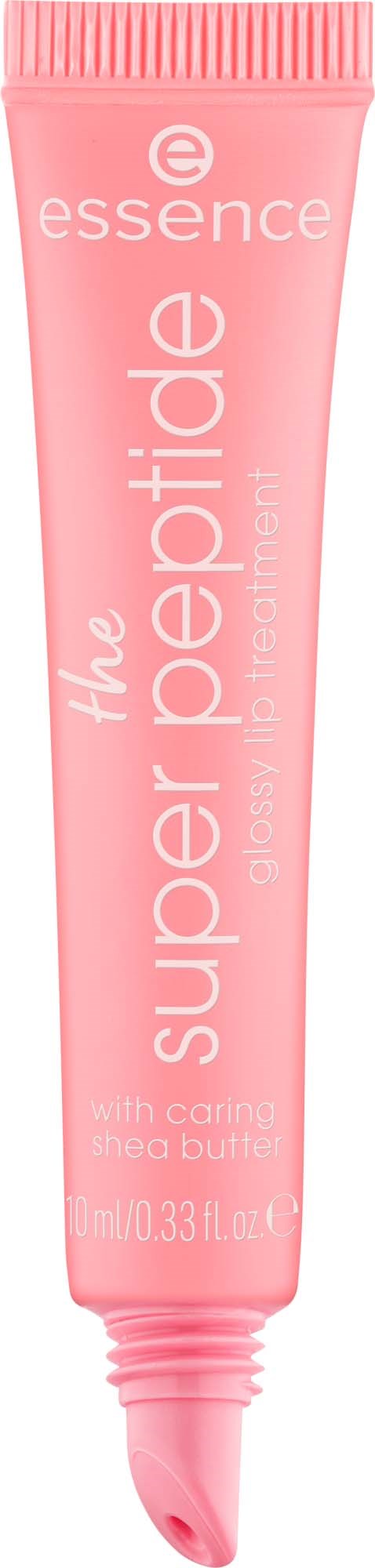 En rosa tub för Essence Super Peptide ögonbehandling med sheasmör.