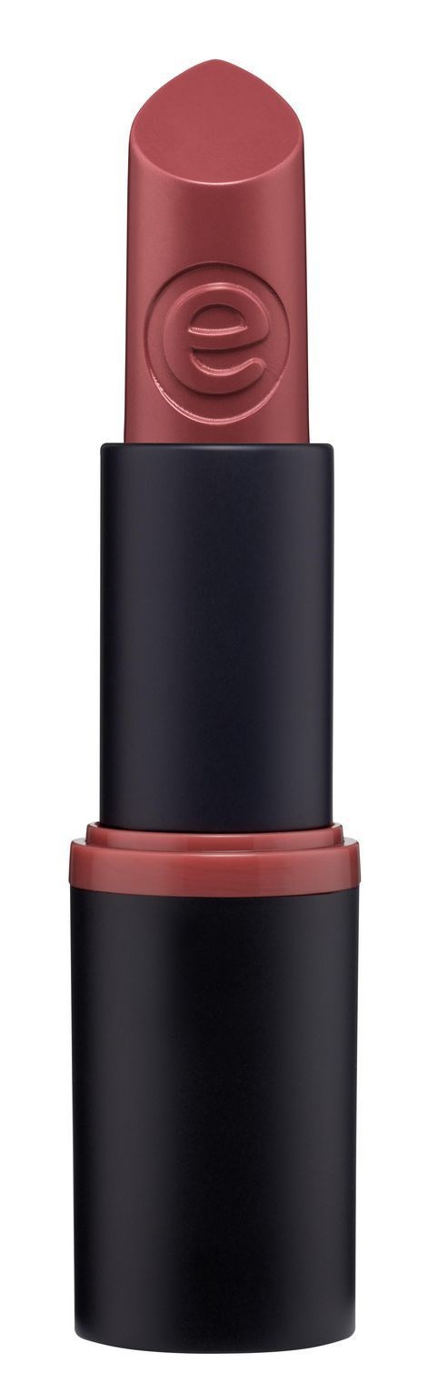 Ett läppstift med svart tube och rosa-brun färg upptill.