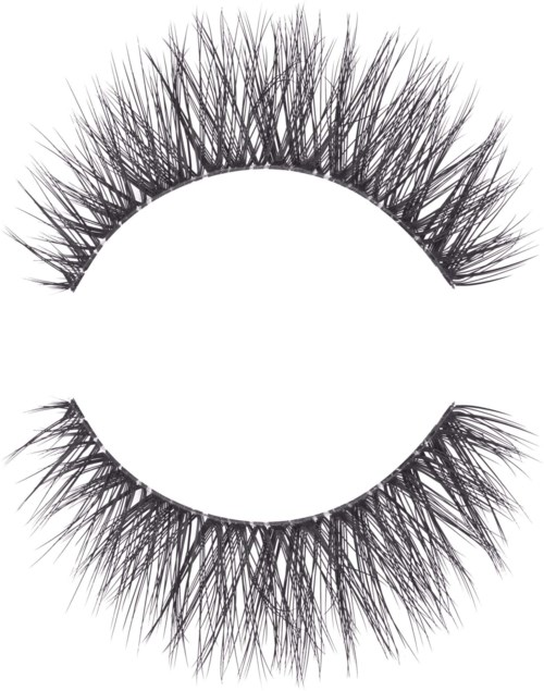 False eyelashes with long, spiky lashes arranged in a semi-circle. They are black and thick.