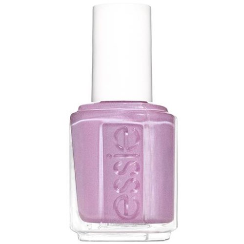 Rosa nagellacksflaska med vit lock, märkt 'essie'.