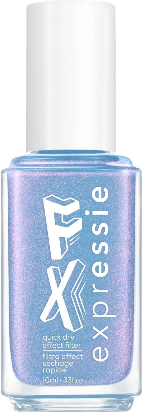 Tämä on Essie-lakanapullo, vaaleanpunainen, jossa on valkoinen korkki. Tägissä lukee "quick dry effect".