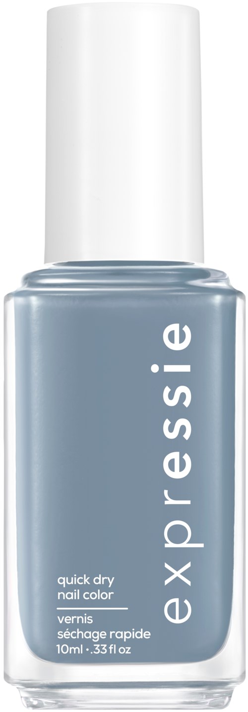 Eine Flasche Essie Schnell trocknender Nagellack in hellblauer Farbe mit weißem Deckel.