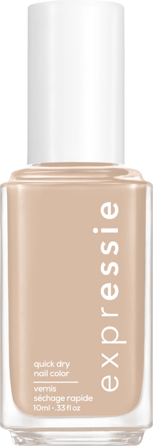 Eine Flasche beige Nagellack von Essie mit weißem Deckel.