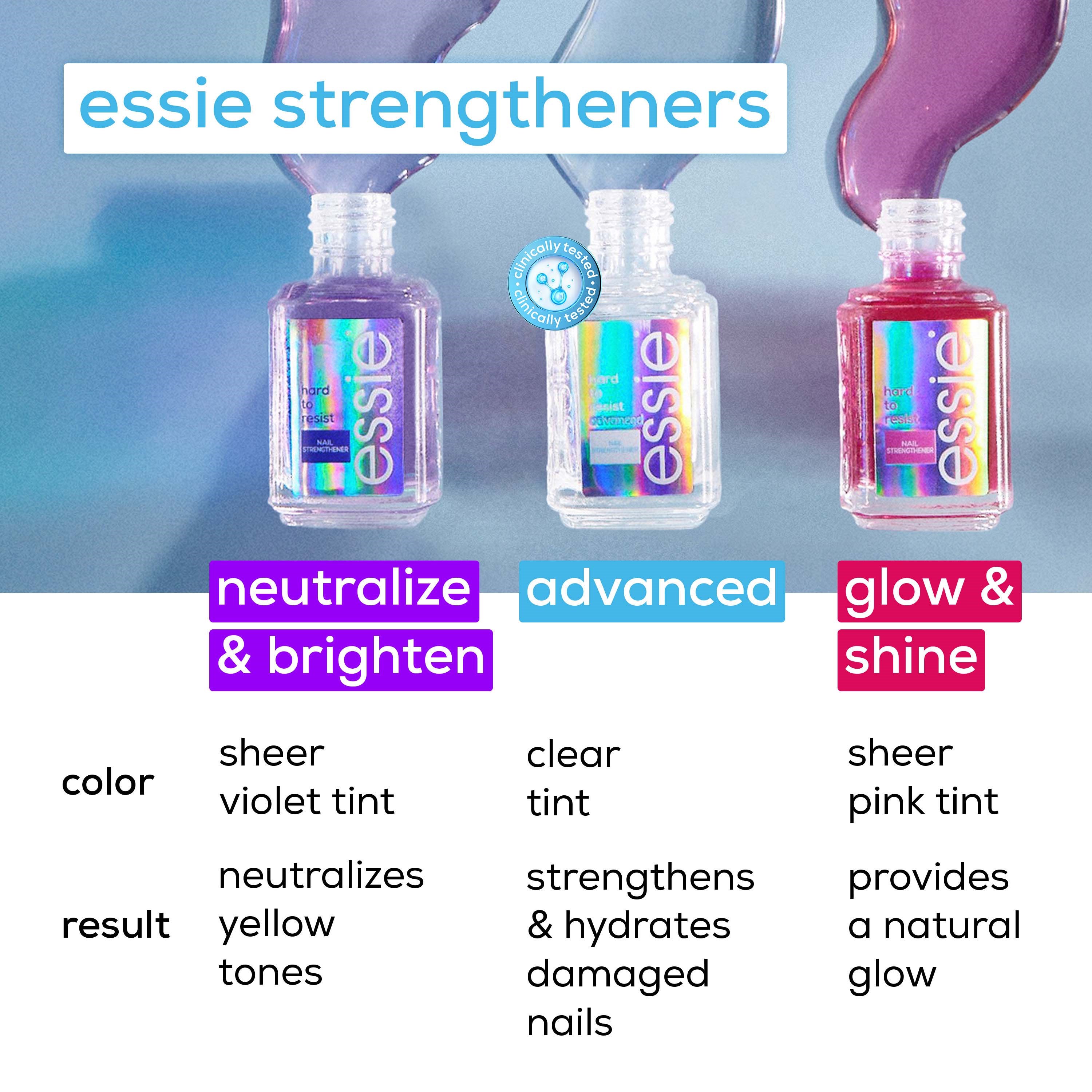 Essie Hard to Resist Advanced Nail Strengthener Clear (obrázok 10)
