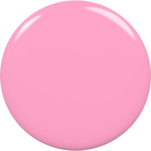 En stor rosa rund godis med glänsande yta och en fåra runt den.