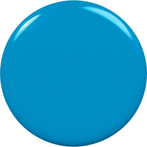 Eine große glänzende blaue runde Taste mit Lichtreflex.