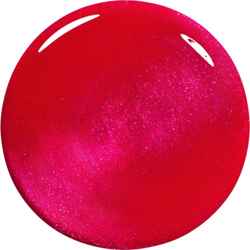A pinkish-red shiny sphere with sparkles and reflections, resembling a polished gemstone or ornament.