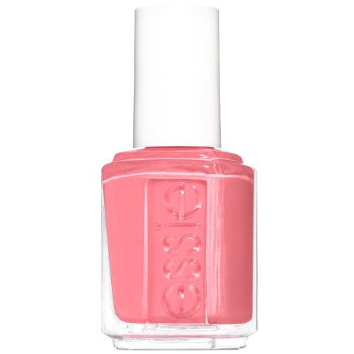 En rosa nagellackflaska med vit lock. Det har ESSIE-loggan präglad på framsidan.