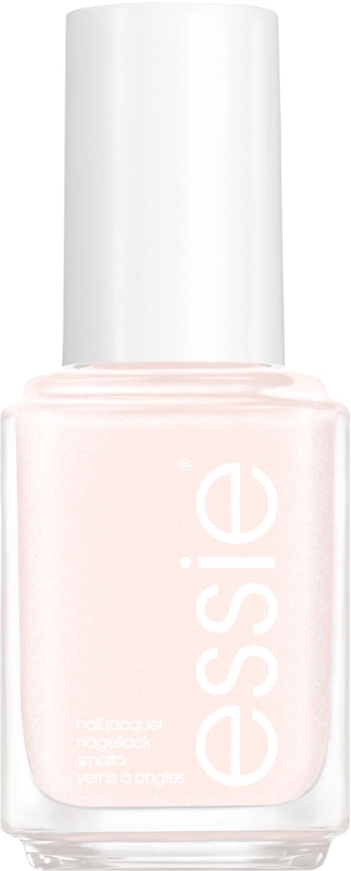 En flaska ljusrosa nagellack med vit lock, och ordet "essence" på framsidan.