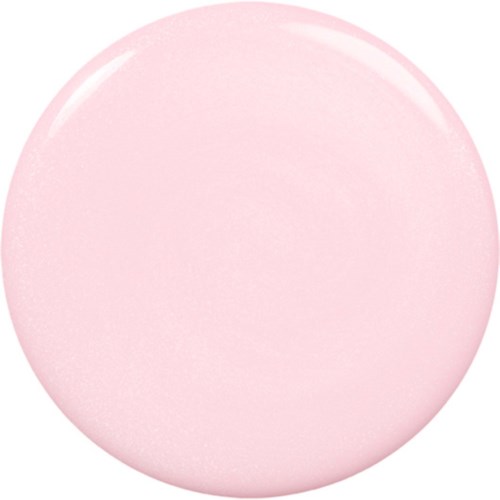 Ett runt, rosa, slätt föremål med glansig yta, som liknar en mjuk, pastellfärgad boll.