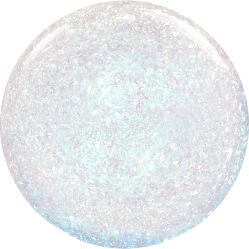 Ein runder, glänzender, irisierender Ball mit glitzernder Pastellfarboberfläche.