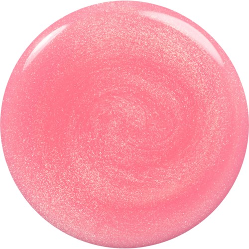 A pink round objects with a shiny surface and a textured look. It appears soft and smooth.