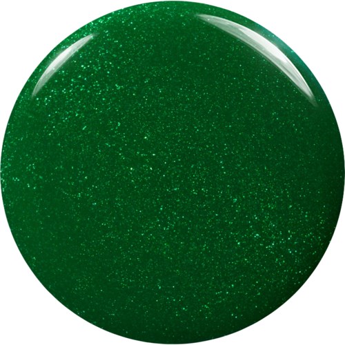 A shiny green sphere with small sparkling particles inside it.