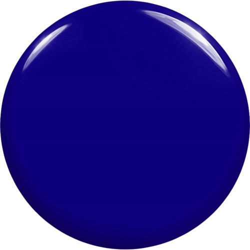 A large, shiny, dark blue sphere with a smooth surface and reflections that show light hitting it.