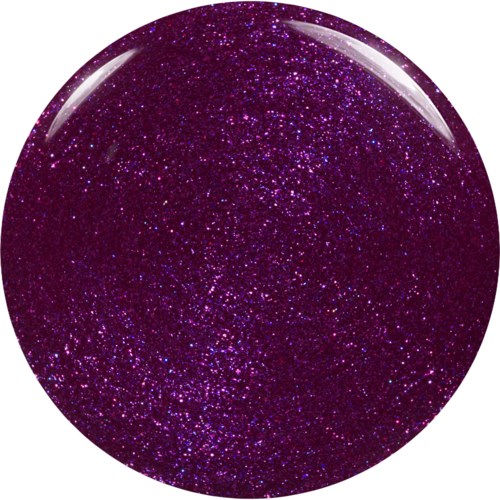 A shiny, purple, glittery circular object with sparkling reflections. It looks like a gem or a decorative ball.